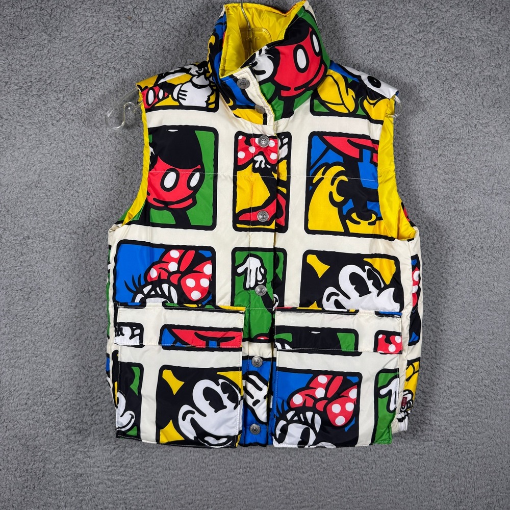 Levis x Disney Mickey and Friends Reversible Puffer Vest Yellow Multi S